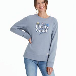 Life is Good Women's Simply True Fleece Crew Nordic Wildflowers